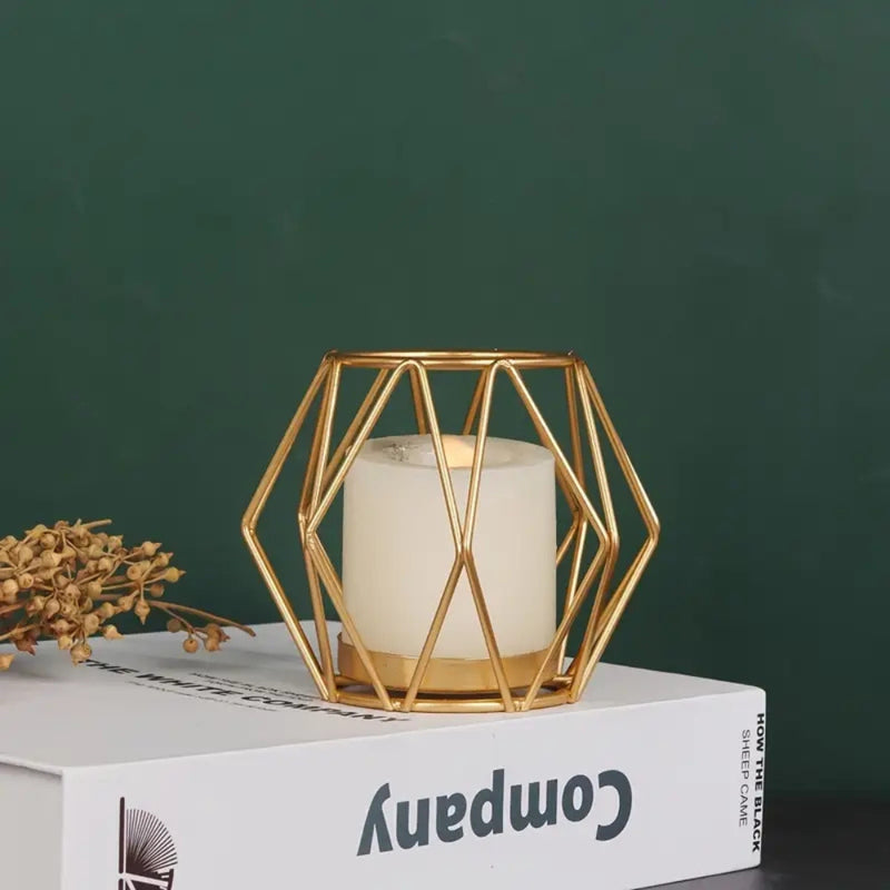 Wireframe Sleek Iron Candle Holder