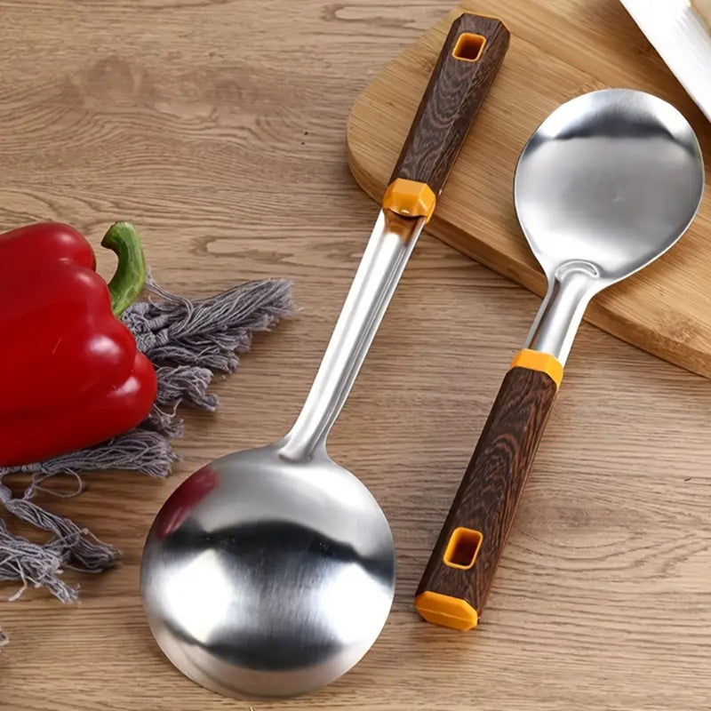 Wood Grain Stainless Steel Utensils | 6pcs Set