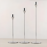 Sleek Metallic Candle Holders | 3 Pcs Set