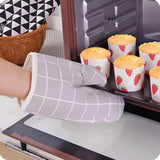 Heatproof Grid Pattern Kitchen Mitts