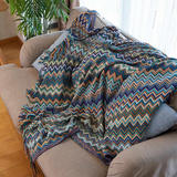 Multicolour Zigzag Tasseled Knit Throw