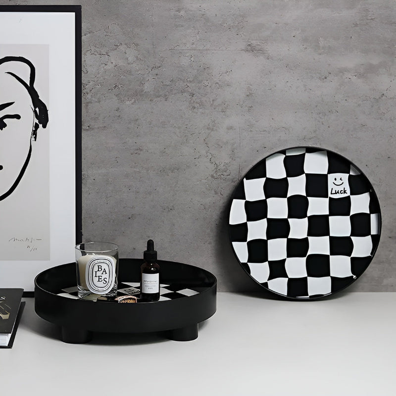 Round Checkerboard Storage Tray