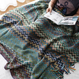 Multicolour Zigzag Tasseled Knit Throw