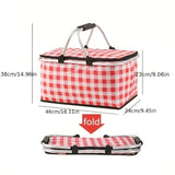 Foldable Checkered Picnic Basket