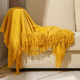 Chunky Knit Tassel Blanket