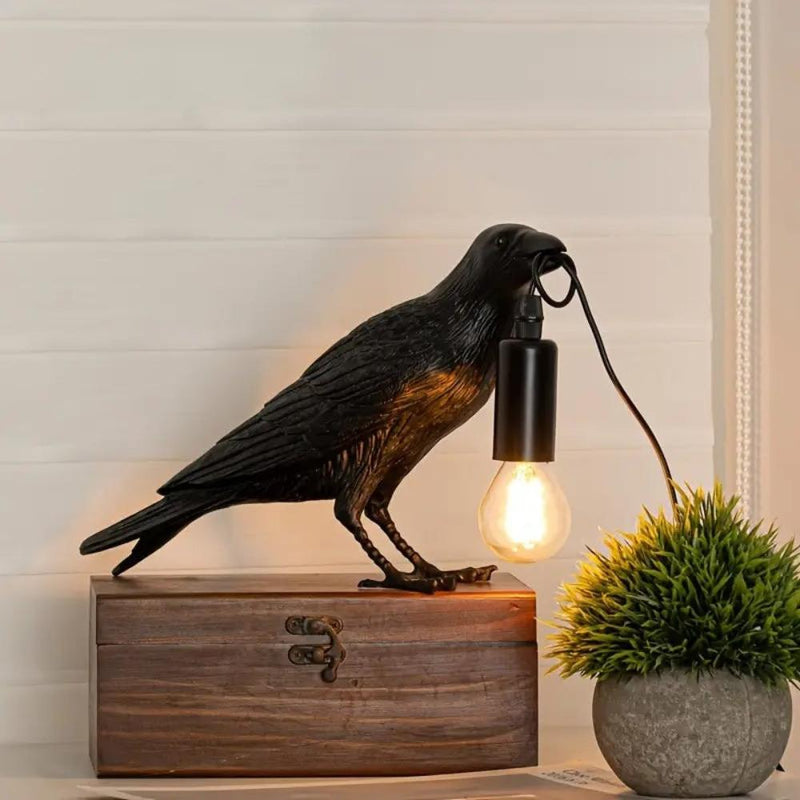 Gothic Halloween Crow Lamp