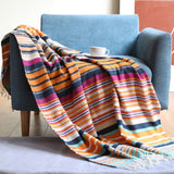 Rainbow Striped Tassel Blanket