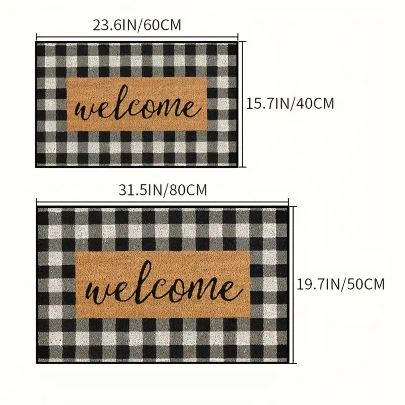 Buffalo Plaid Welcome Door Mat