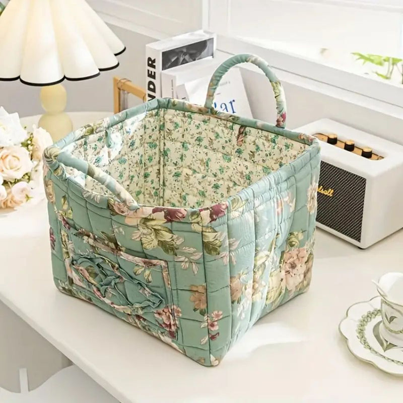 Delicate Floral Canvas Storage Basket