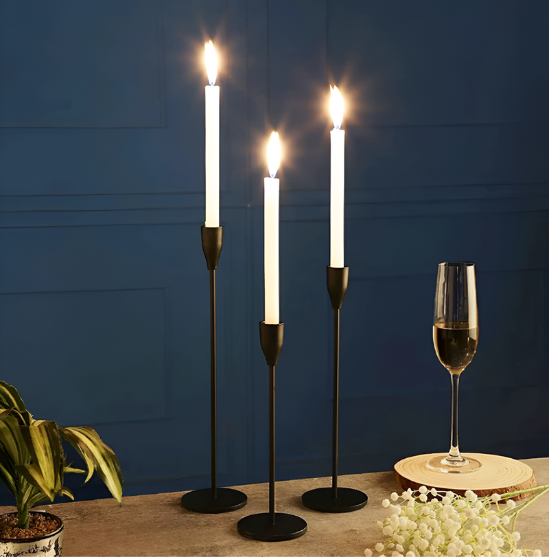 Sleek Metallic Candle Holders | 3 Pcs Set