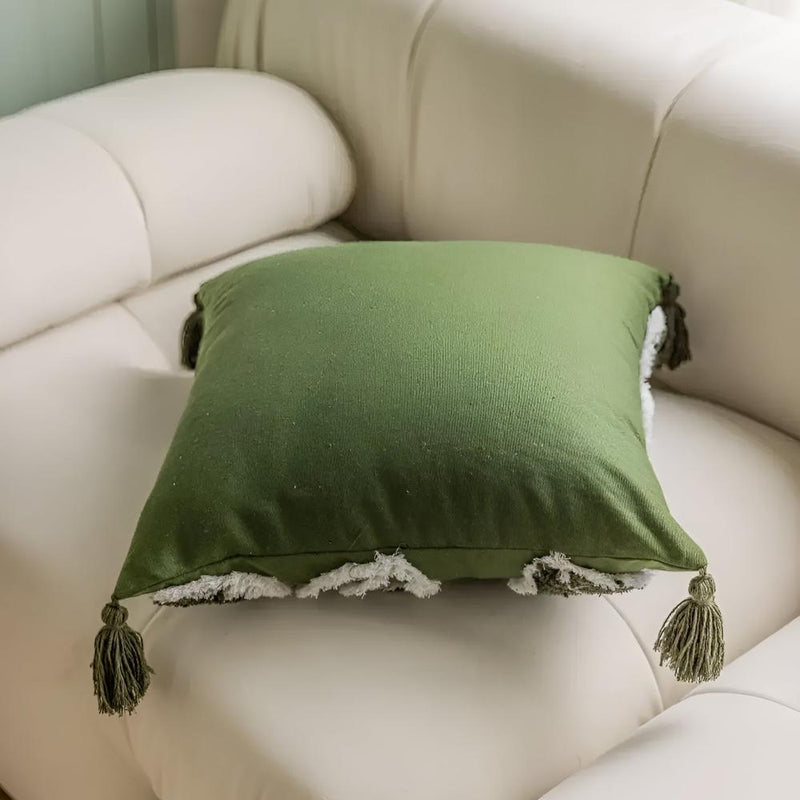 Plush Leaf With Tassel Cushion Cover