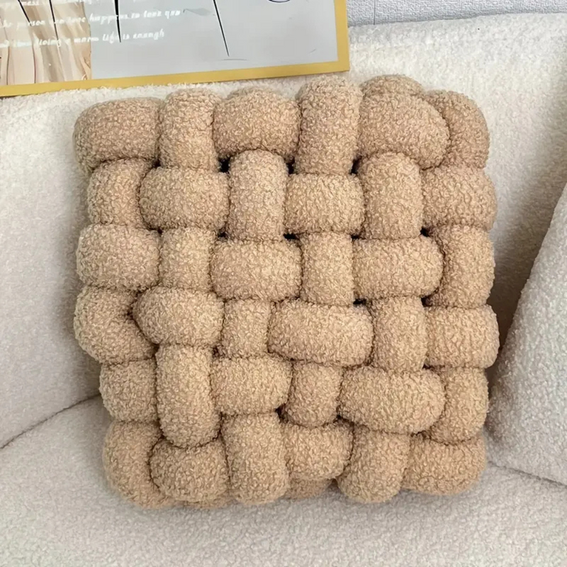 Plush Woven Knot Boucle Cushion