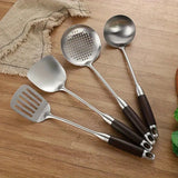 Gleaming Stainless Steel Wooden Utensils | 6Pcs Set