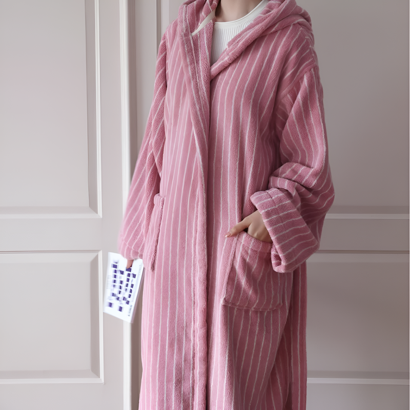 Deluxe Striped Cotton Bathrobe