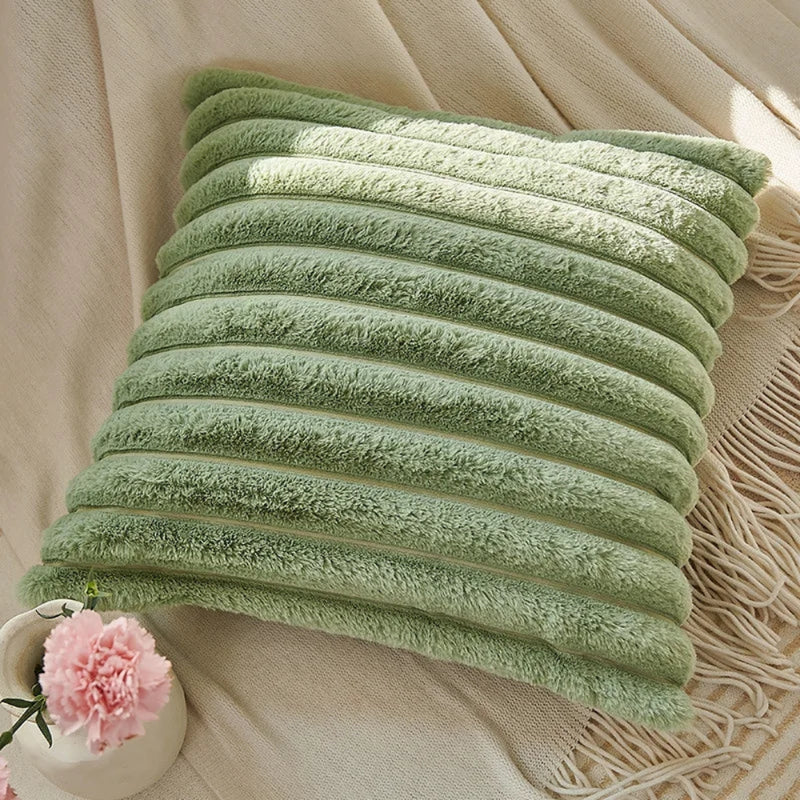 Green Fluffy Cushion Cover