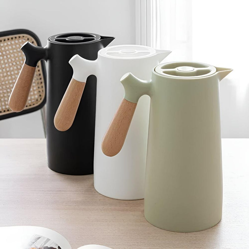 Elegant Insulated Carafe with Wooden Handle