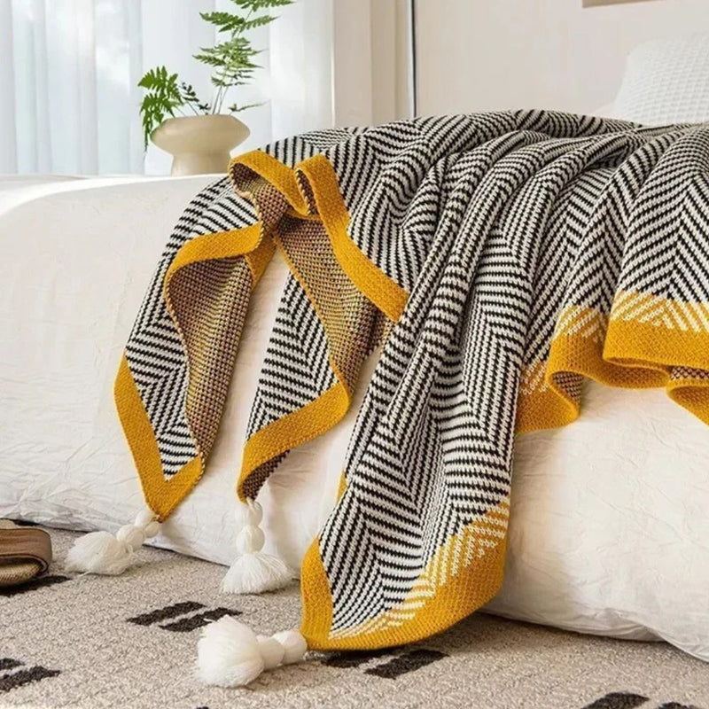 Golden Chevron Luxe Blanket