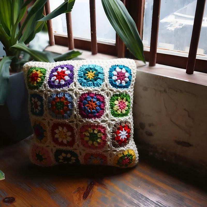 Floral Crochet Cushion Cover