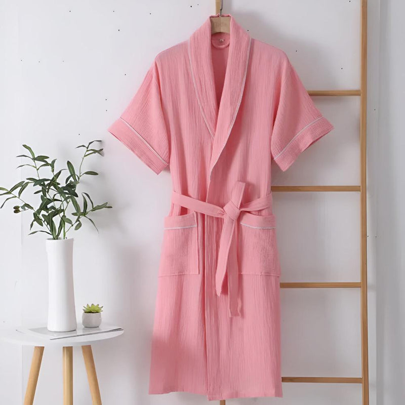 Summer Cotton Half Sleeves Bathrobe