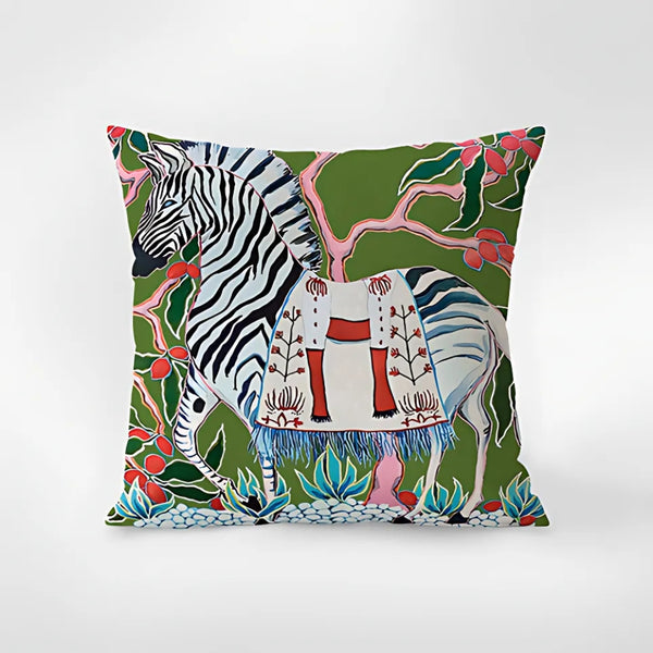 Zebra Tapestry Tassel Cushion Cover