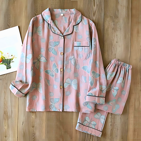 2-Piece Cotton Loungewear with Butterfly Print