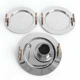 Elegant Stainless Steel Round Tray with Wooden Handles