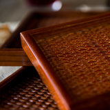 Artisanal Rattan Wooden Tea Tray