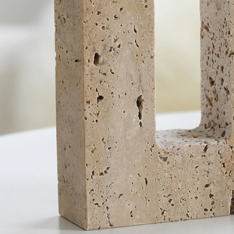 Dual Travertine Sculpted Candle Holder