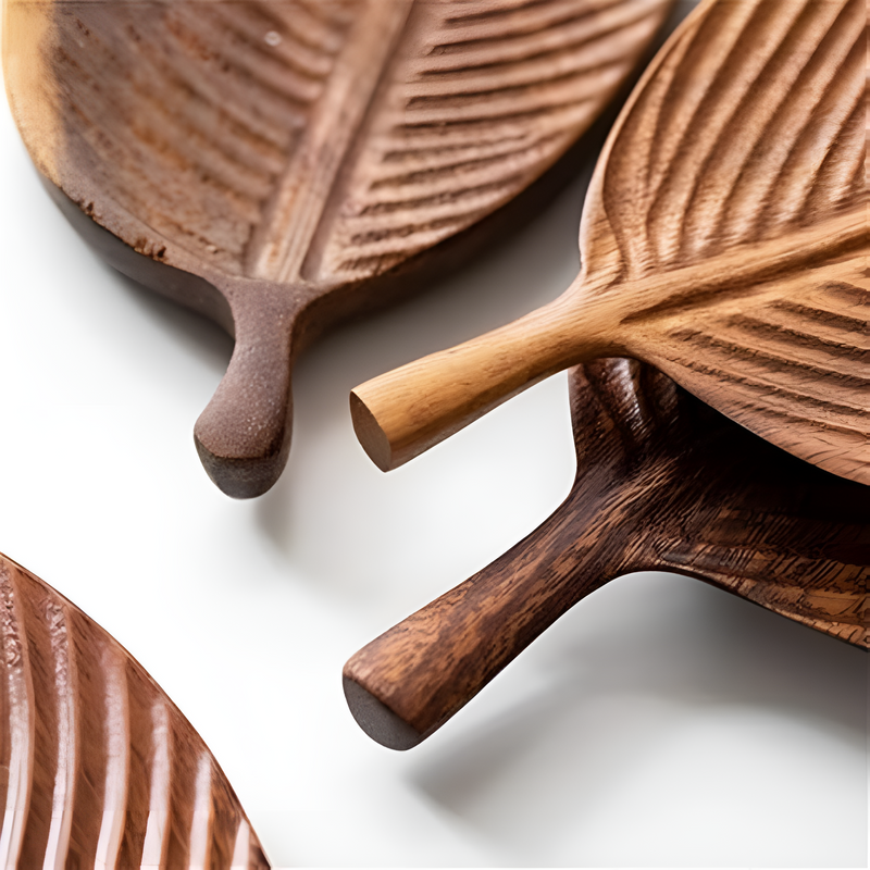 Rustic Leaf Wooden Serving Trays