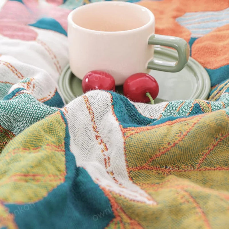 Garden-Inspired Cotton Gauze Blanket