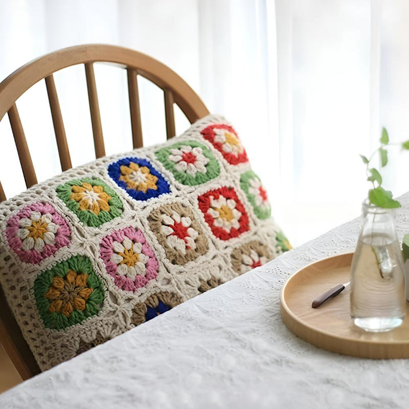 Floral Crochet Cushion Cover