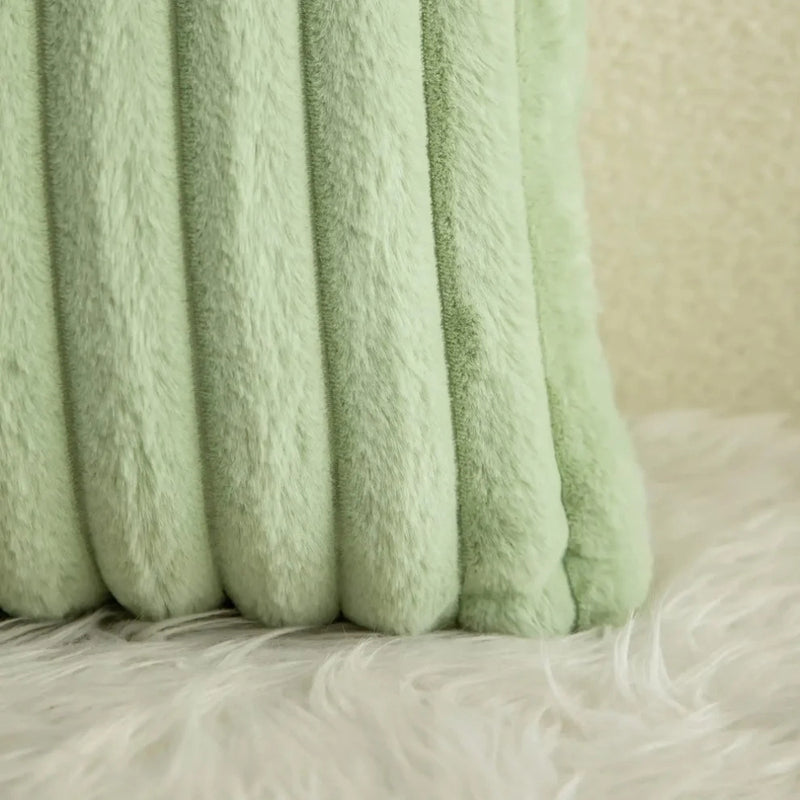 Green Fluffy Cushion Cover