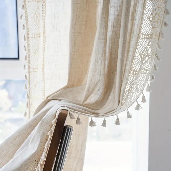 Farmhouse Chic Linen Geometric Curtain