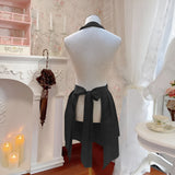 V-Neck Halter Black Tie-Back Apron