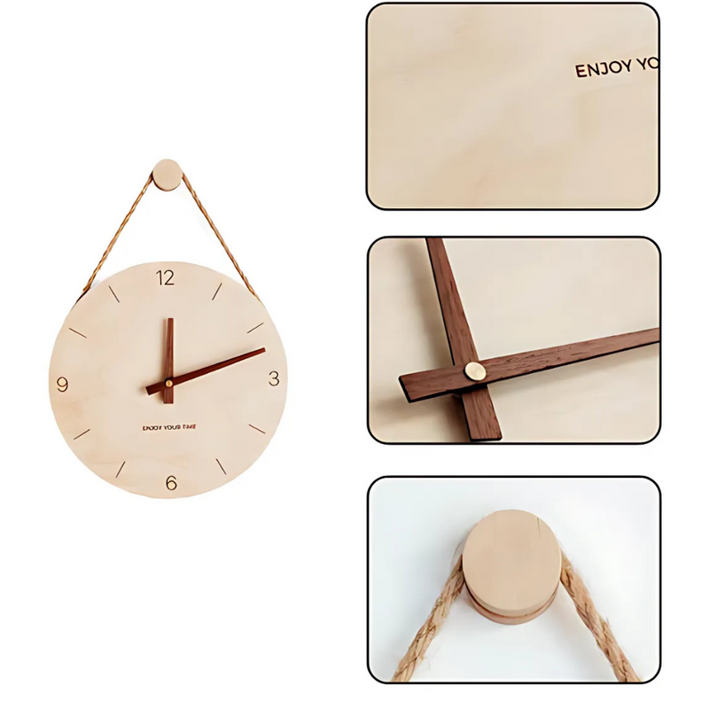 Minimalist Rope Wood Wall Clock