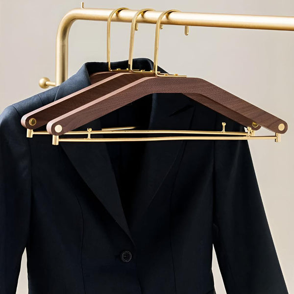 Elegant Walnut & Brass Clothes Hanger