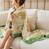 Yellow Flower Leaf Cooling Blanket