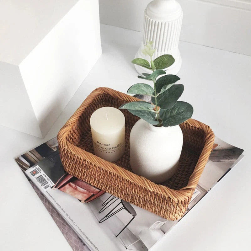 Artisan Rectangular Rattan Storage Basket