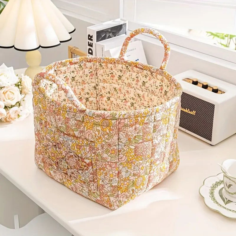 Delicate Floral Canvas Storage Basket