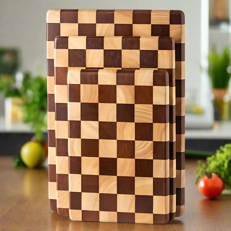 Chess-Inspired Acacia Wood Chopping Board