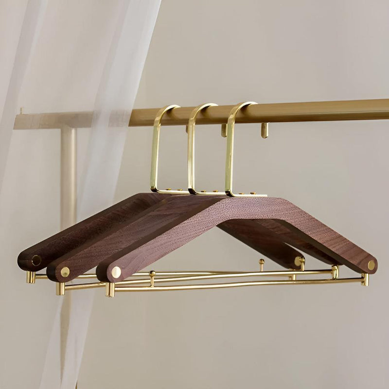 Elegant Walnut & Brass Clothes Hanger