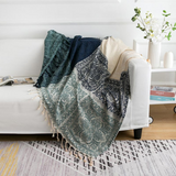 Floral Tassel Knit Bohemian Blanket