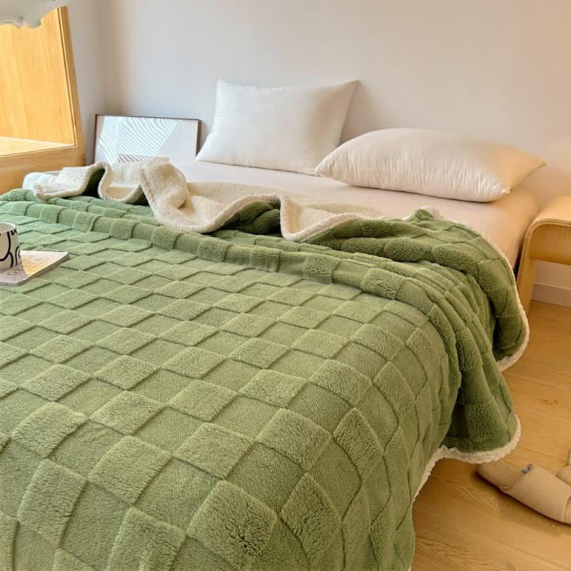 Plush Square Checkerboard Blanket