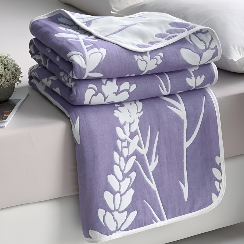 Serene Lavender Floral Cotton Blanket