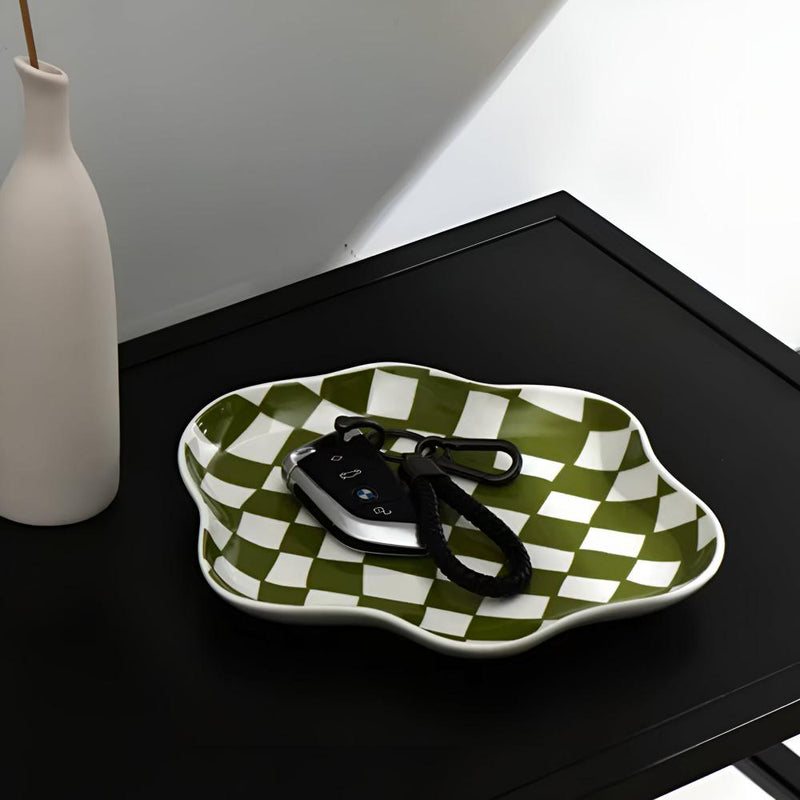 Classic Checkered Ceramic Plate