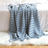 Knitted Couch Blanket with Tassels