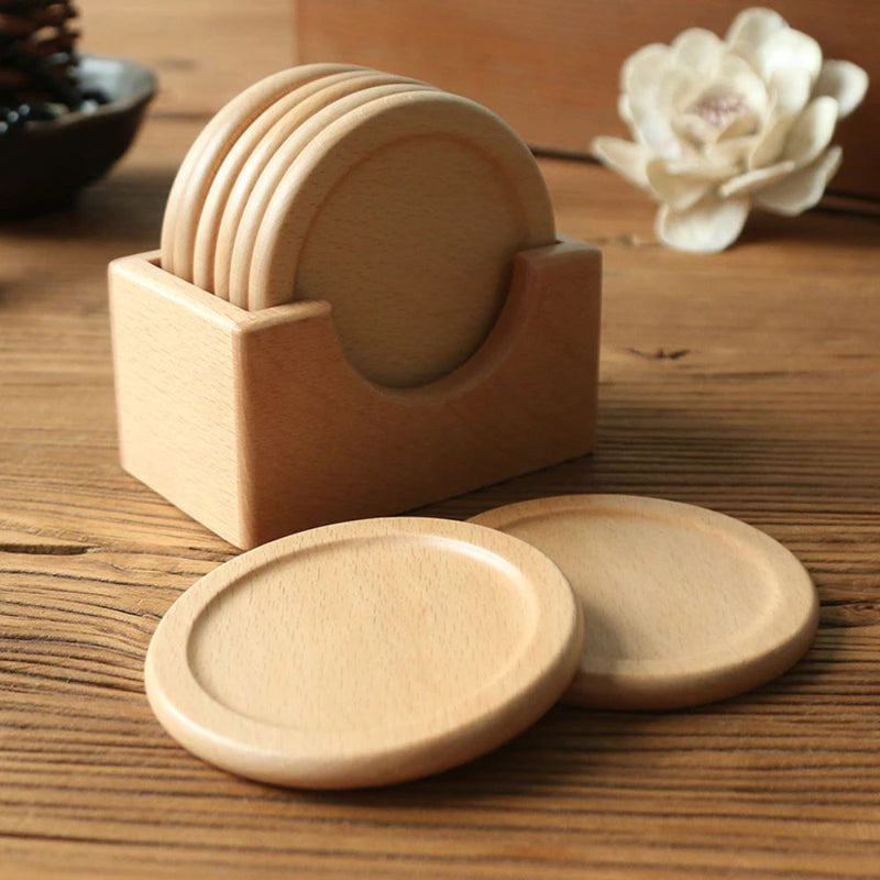 Japanese Style Wooden Coaster | 6pcs Set