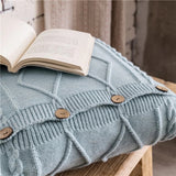 Button Closure Knit Cushion Cover