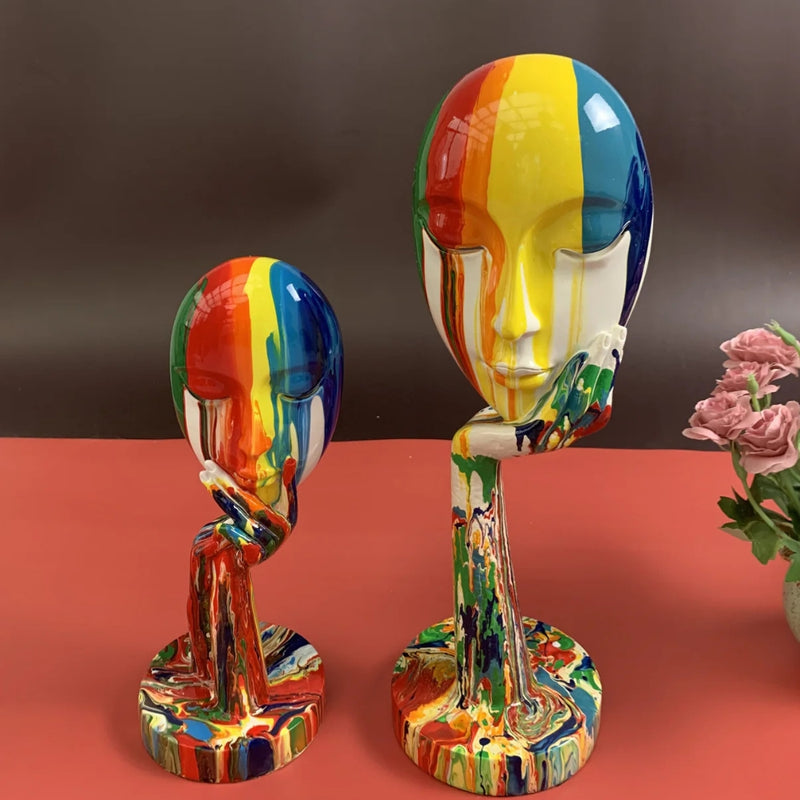 Female Thinker Colourful Art Sculpture