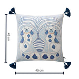 Blue Dog Artistic Cushion Cover with Tassels